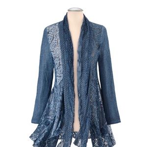 Blue Mixed Fabric Jacket